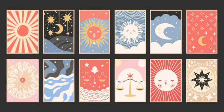 tarot card set illustrated celestial and symbolic designs