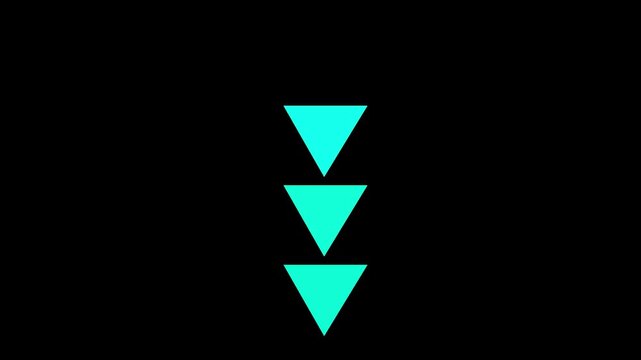 Teal Arrows Pointing Down on Black Background, Downward, Down Arrow