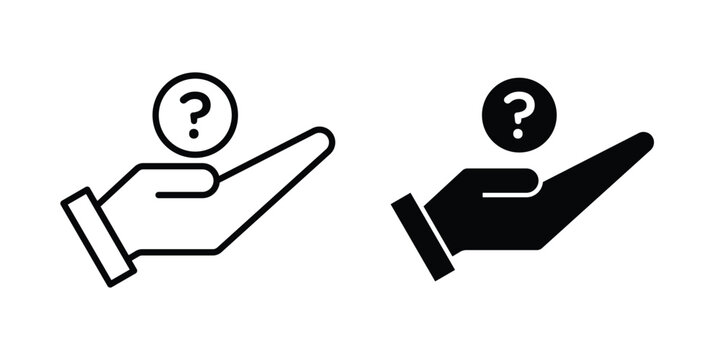 Hand holding question mark icon for graphic and web