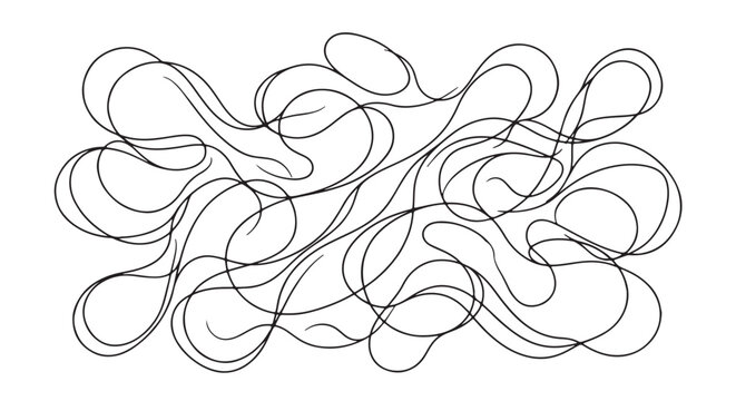 Thin black flowing lines creating organic loop shapes, premium abstract vector design, isolated white background, clean modern decorative pattern, minimalist commercial artwork