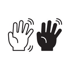 Fototapeta premium Waving Hand Icon Set Outline and Silhouette Vector Illustration Gesture Design Elements.