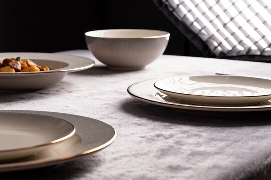 Elegant dinnerware set on table