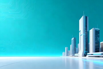 Fototapeta premium Futuristic cityscape with glowing lines