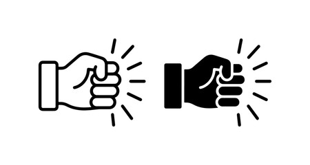Obraz premium Fist Icon, Power Symbol, Strength Gesture. Vector Graphics.