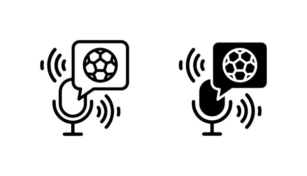 Soccer Voice Command Icons, Football Audio Recognition Vector Set