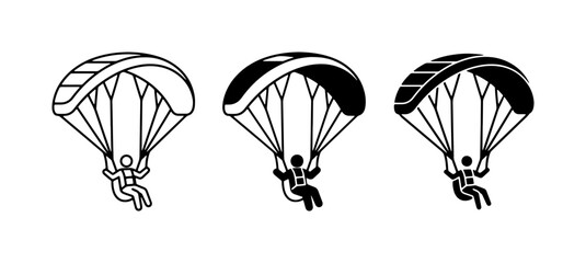 Parachute Icons, Skydiving Vector Graphics, Extreme Sports Symbols © Shihabur