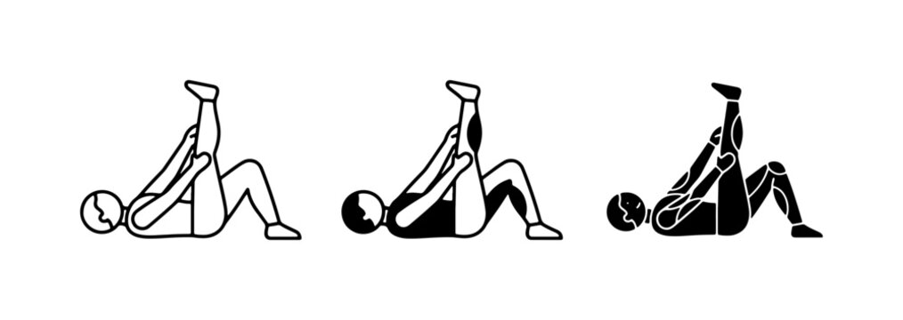 Hamstring Stretch Icons, Yoga Poses, Exercise Illustrations