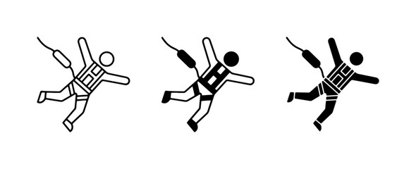 Bungee Jumping Icons, Extreme Sports Vector Graphics, Adventure Activity Symbols © Mahmudur