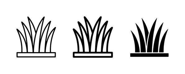 Grass Icons Set, Simple Plant Graphics, Nature Elements © Karim