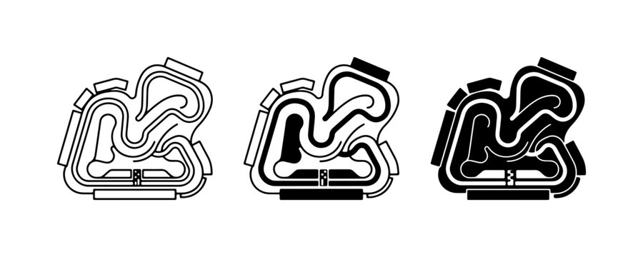 Race Track Icons, Circuit Layouts, Motorsport Vector Graphics