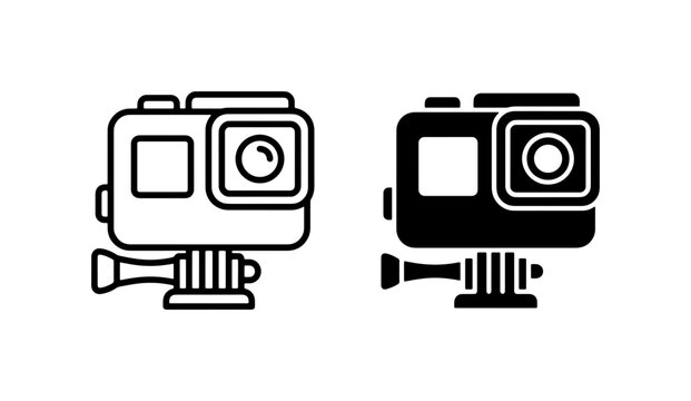 Action Camera Icons, Sports Cam Vector Graphics, Outdoor Adventure Equipment