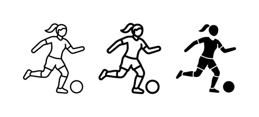 Female Soccer Player Icons, Women's Football Action Graphics, Sport Silhouette Set © Zahidul