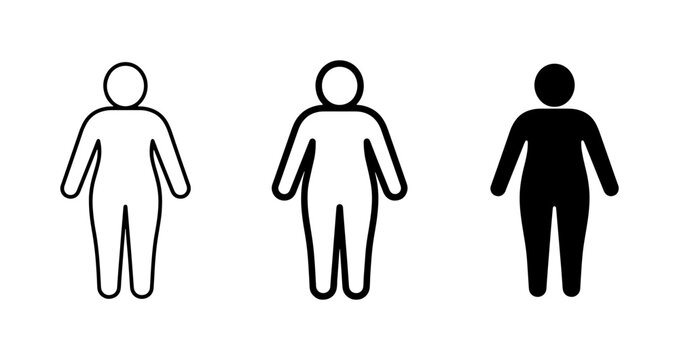 Body Shape Icons: Plus Size, Overweight, Silhouette Vector Set