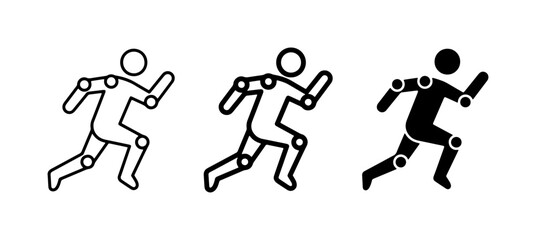 Fototapeta premium Running Man Icons, Silhouette, Line Art, Motion Figures