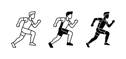 Fototapeta premium Runner Icons Set, Male Athlete Vector Graphics, Sprinting Silhouette