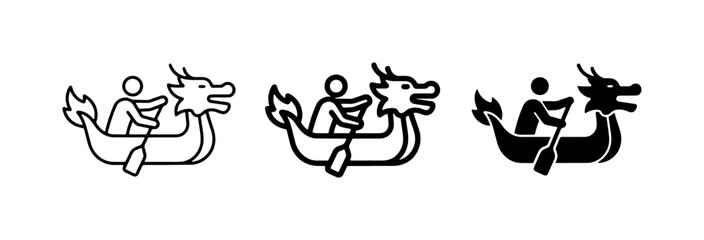 Dragon Boat Racing Icons, Festival Symbols, Asian Culture © Abu