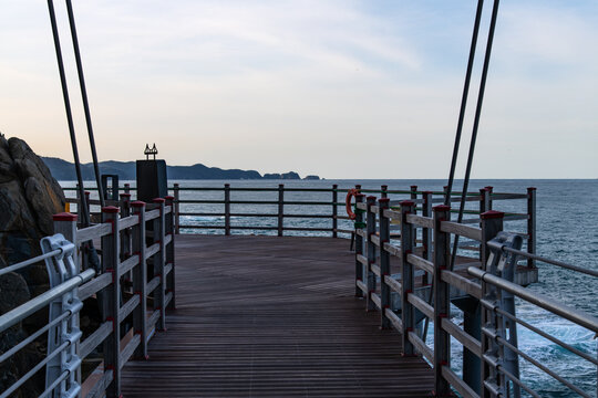 Coastal Observation Deck with Suspension Bridge Cables