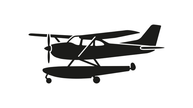 Seaplane Silhouette Icon Vector Illustration.