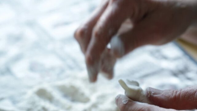 Making potato dumplings at home, home cooking