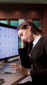 Tired Lawyer In Law Office Working On Computer