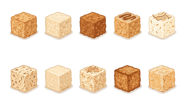Assorted flavored cubes of cheese arranged in two rows