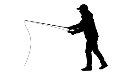 Fototapeta premium Silhouette of a person fishing with a rod