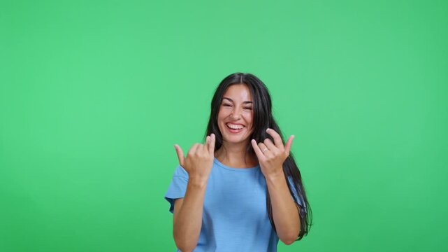 Playful woman beckoning and gesturing to come closer