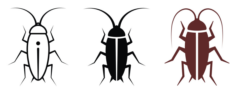 Cockroach icon set. Modern vector insect illustration suitable for pest control, hygiene concepts, bug infestation awareness, app, website, UI UX, packaging, education material, infographic