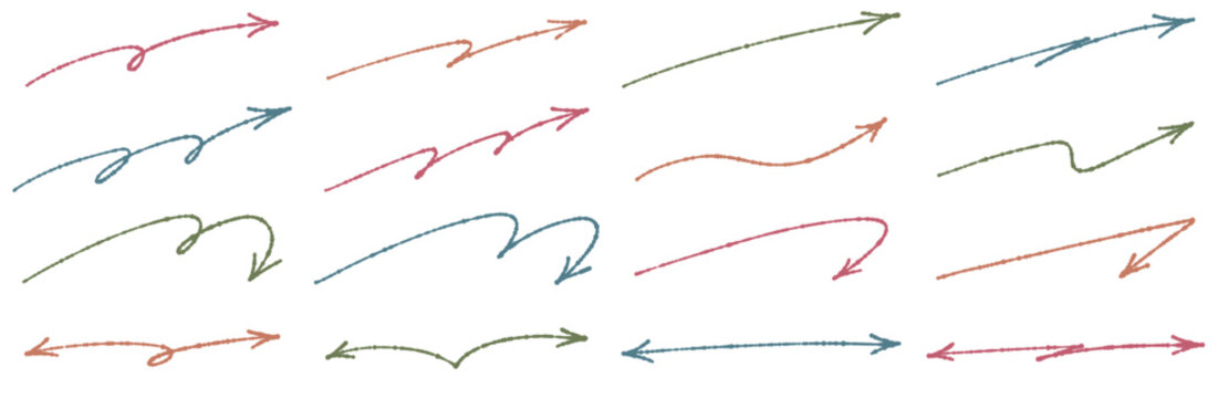手書きの矢印セット くすみカラーのおしゃれなあしらい
