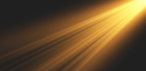 Obraz premium Abstract golden spotlight beam with smoke and mist effect on empty stage backdrop