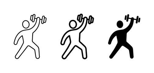 Fototapeta premium Fitness Icons: Dumbbell Lifting, Workout Silhouette, Exercise Graphics