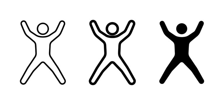 Human Figure Icons: Jumping Jack, Outline, Silhouette, Exercise