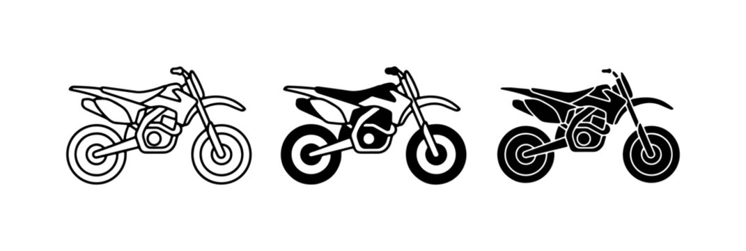 Dirt Bike Icons, Motocross Motorcycle Graphics, Off-Road Vehicle Silhouettes