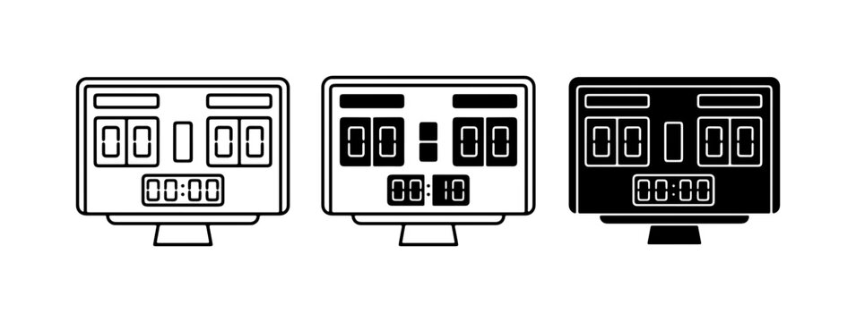 Scoreboard Icons, Sports Score Display, Game Timer Vector Set