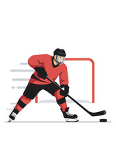 Fototapeta premium Hockey Player Taking Shot on Goal in Dynamic Action Sports Illustration