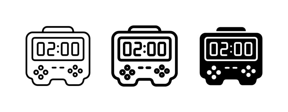 Video Game Timer Icons, Retro Gaming Controller Clock, Digital Time