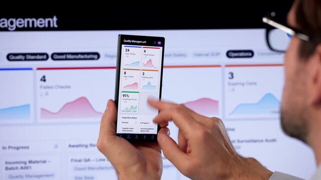 Quality Manager Reviews Corrective Actions On Smartphone