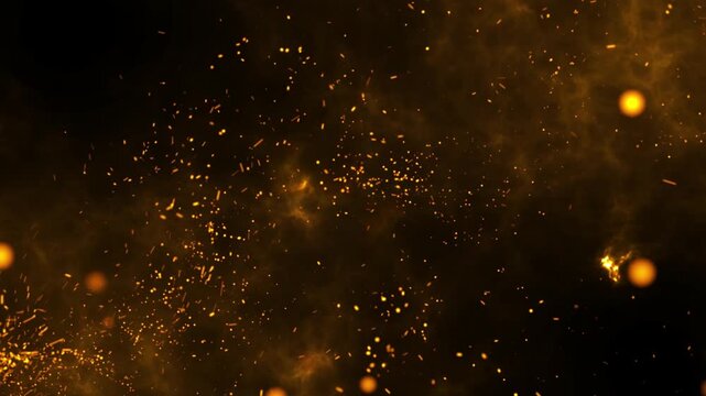 Background with fire particles and smoke, background with moving fire particles and ash