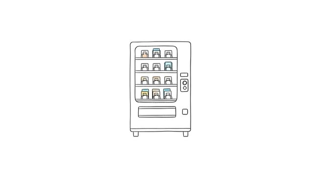 Empty black and white vending machine illustration vector style.