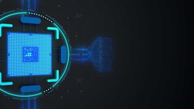 AI Digital Core Processing Neural Network Big Data Streams Motion Design Seamless Loop
