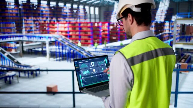 Worker Uses Computer To Inspect Data