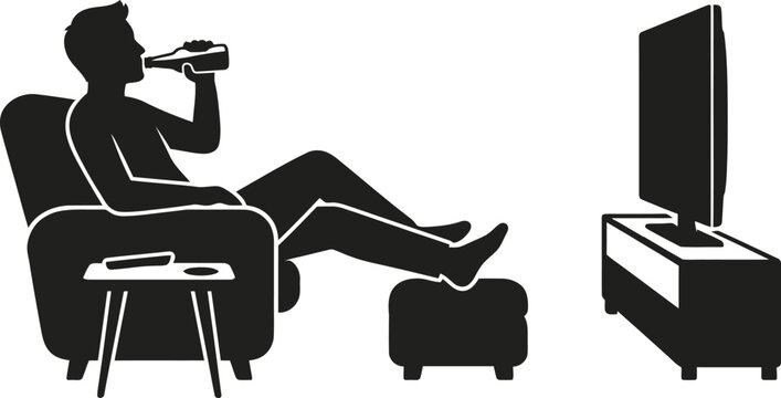 Drinking television silhouette illustration isolated on background