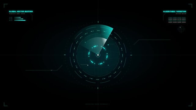 Advanced holographic radar interface for global sector mapping and algorithmic targeting with data streams and processing status