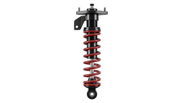 High performance sports car shock absorber on white background