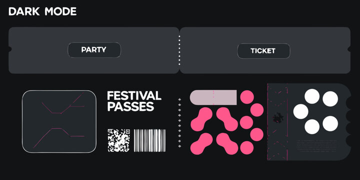 festival passes design modern dark mode graphic layout