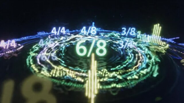 Abstract Music Visualization Rhythmic Time Signatures and Sound Waves