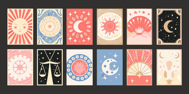 tarot card illustrations a collection of twelve celestial themed designs