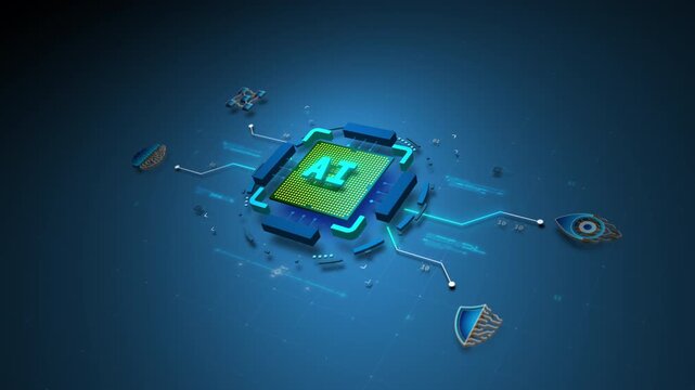 AI Processor Core Powering Intelligent Network System Motion Design Seamless Loop