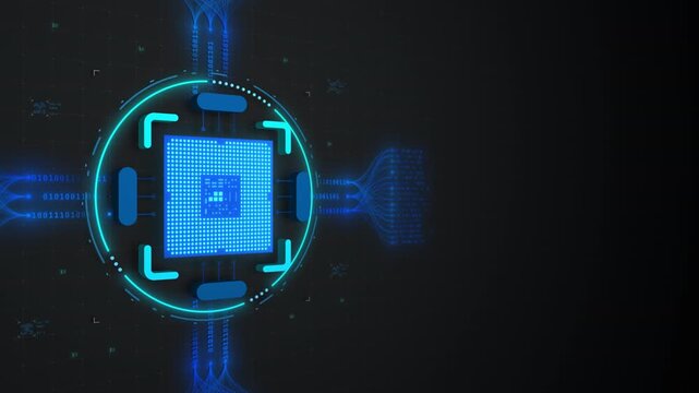 AI Digital Core Processing Neural Network Big Data Streams Motion Design Seamless Loop