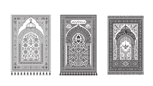 Set of three prayer rugs